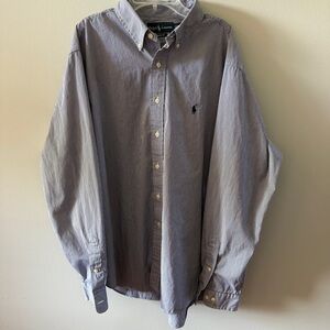 Ralph Lauren Men's Classic Navy and White Stripe Button-Down Shirt